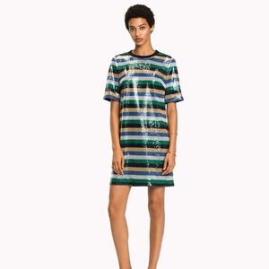 Tommy Hilfiger Striped Sequin Short Sleeve Dress